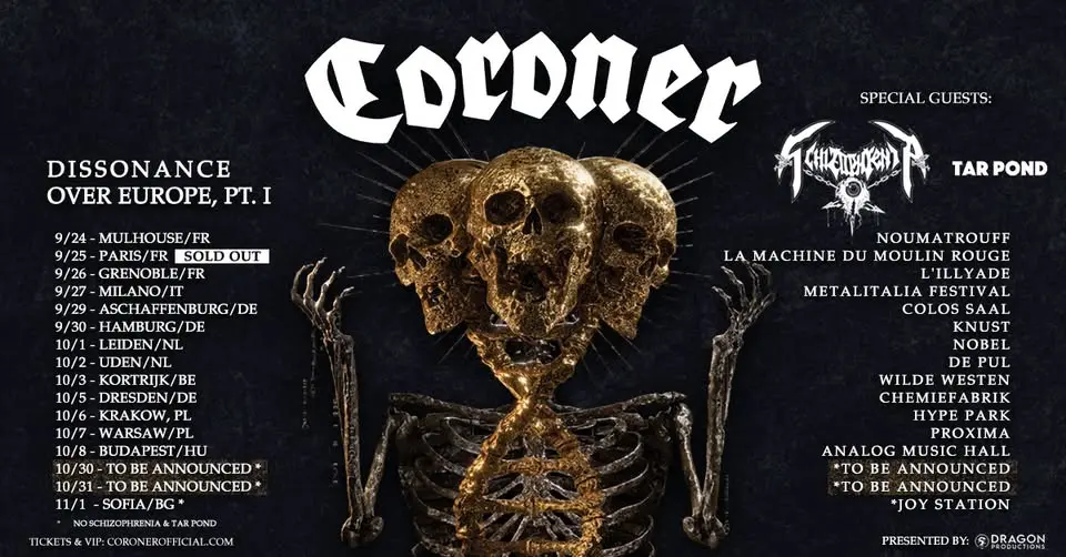 CORONER - Dissonance Over koncert Budapesten – Analog Music Hall