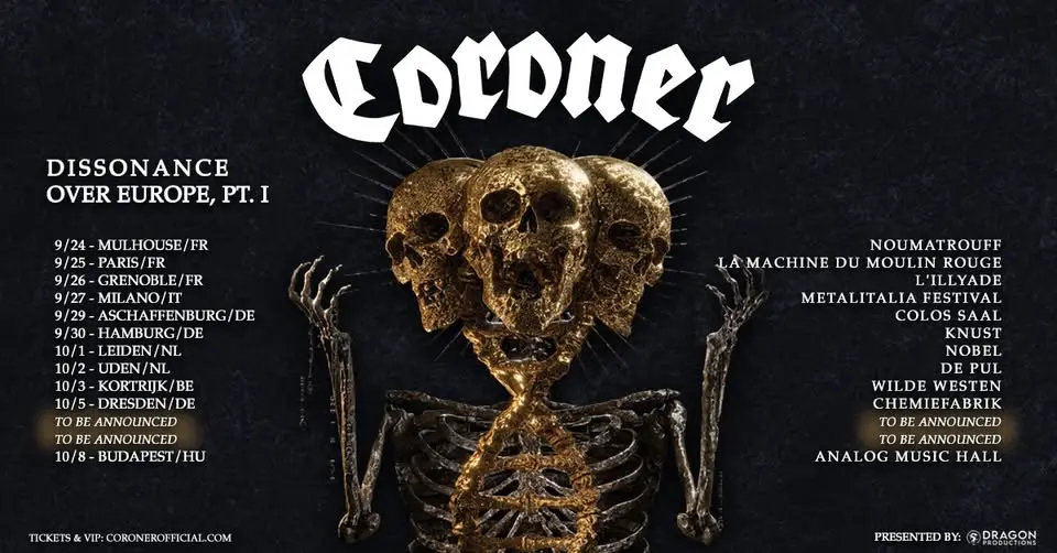 CORONER - Dissonance Over koncert Budapesten (Analog Music Hall)