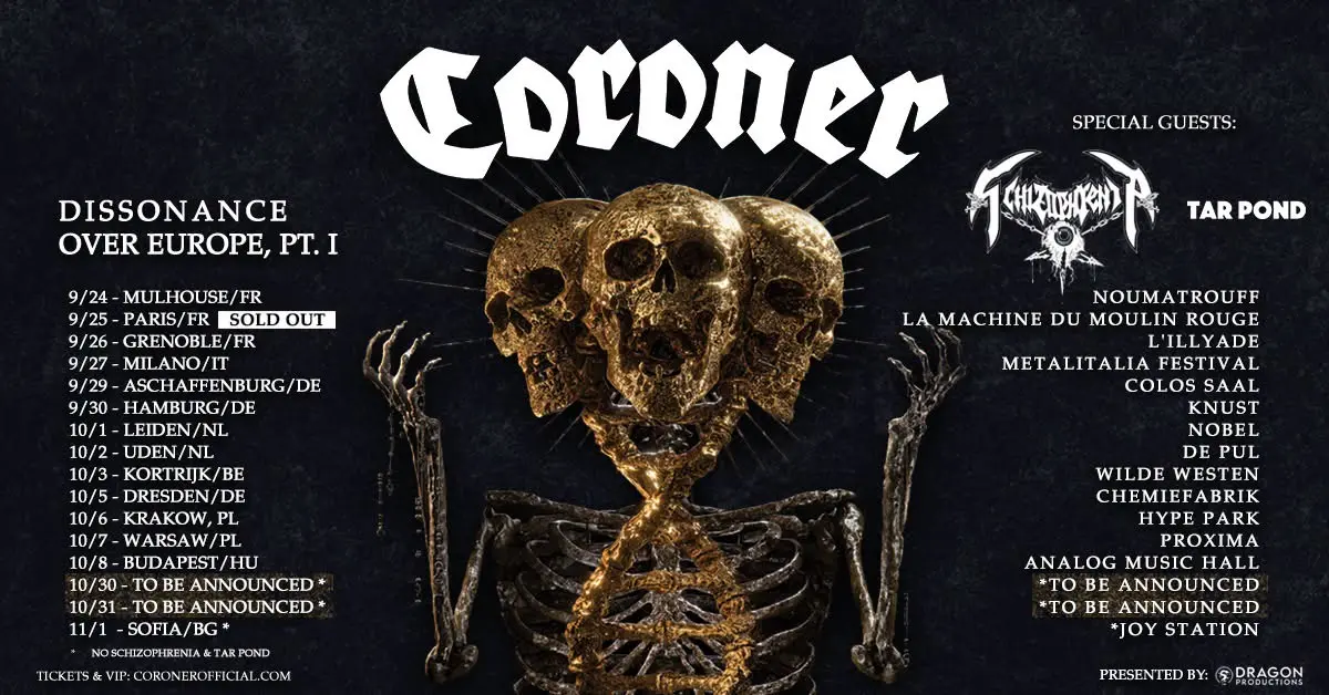 CORONER - Dissonance Over koncert Budapesten (Analog Music Hall)