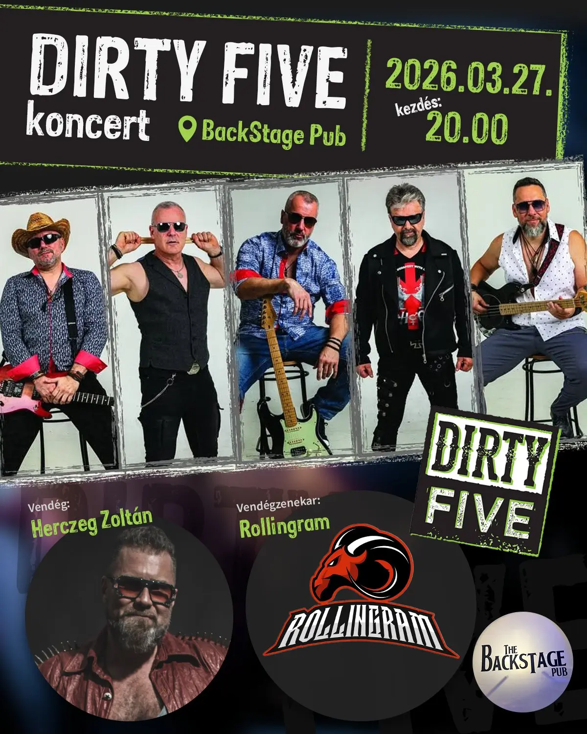 Dirty Five koncert / 2026.03.27. koncert – BackStage Pub