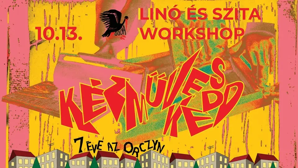 Kézműves kedd - linó és szita workshop Kincsővel és Leával koncert Budapesten (Gólya)
