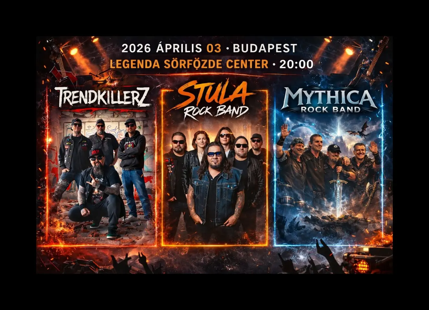 STULA ROCK // TRENDKILLERZ // MYTHICA Rock Band koncert koncert – Legenda Sörfőzde Center