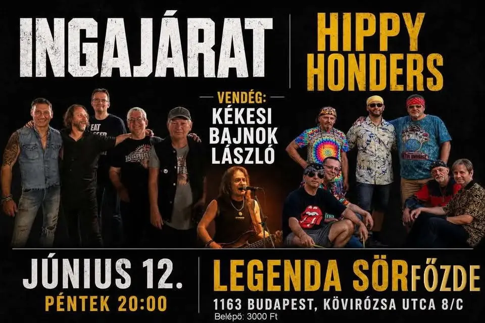 Ingajárat, majd Hippy Honders koncert a Legenda Sörfőzdében! koncert Budapesten (Legenda Sörfőzde Center)