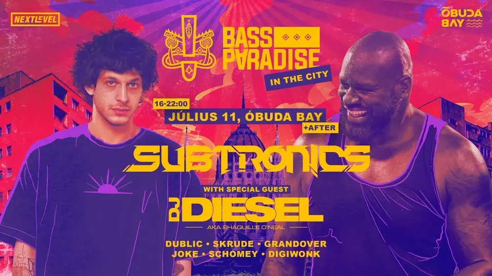 BASS PARADISE in the City: SUBTRONICS, DJ DIESEL aka Shaquille O'Neal koncert Budapesten (Óbuda Bay)