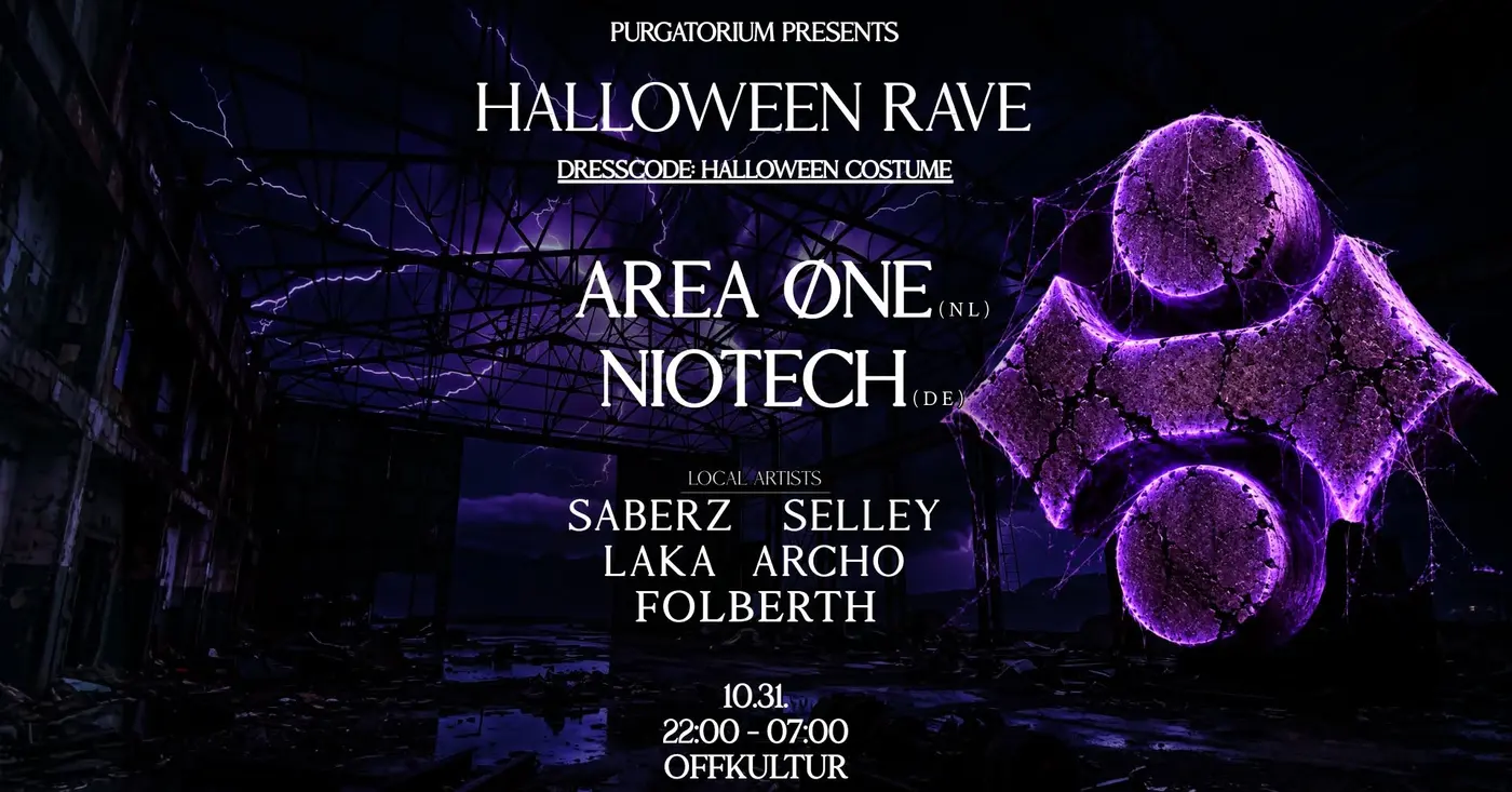 Purgatorium Pres. Halloween Rave | Area Øne | Niotech koncert Budapesten (OFF Kultur)