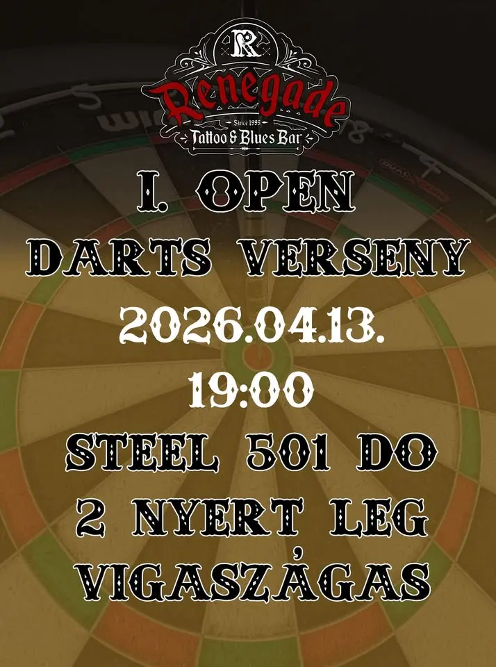 Darts verseny!! koncert Budapesten (Renegade Tattoo & Blues Bar)