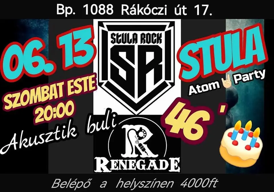 STULA 46. Születésnapi akusztikus koncert koncert Budapesten – Renegade Tattoo & Blues Bar