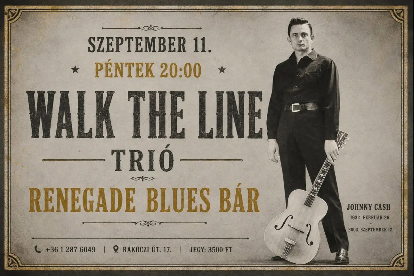Walk The Line, Renegade Blues Bár koncert Budapesten (Renegade Tattoo & Blues Bar)