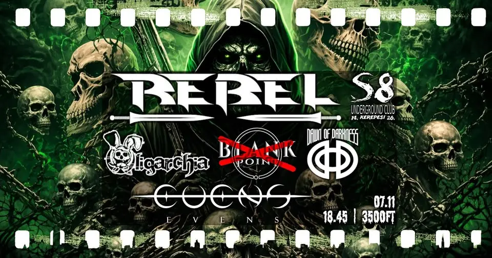 Rebel | Dawn of Darkness | Evens | Átok koncert Budapesten (S8 Underground Club)