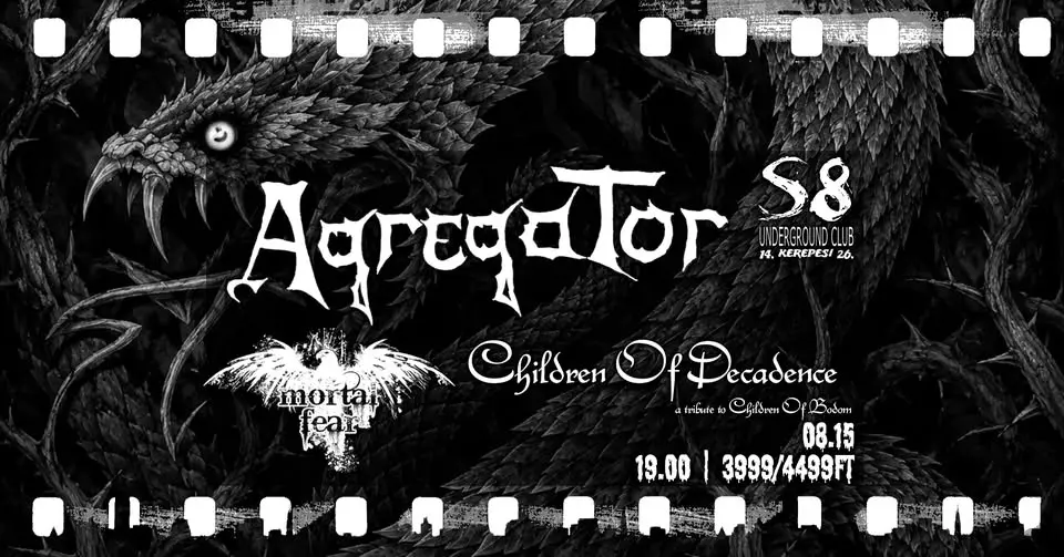 Agregator | Children of Decadence - Children of Bodom Tribute | Mortal Fear koncert Budapesten (S8 Underground Club)