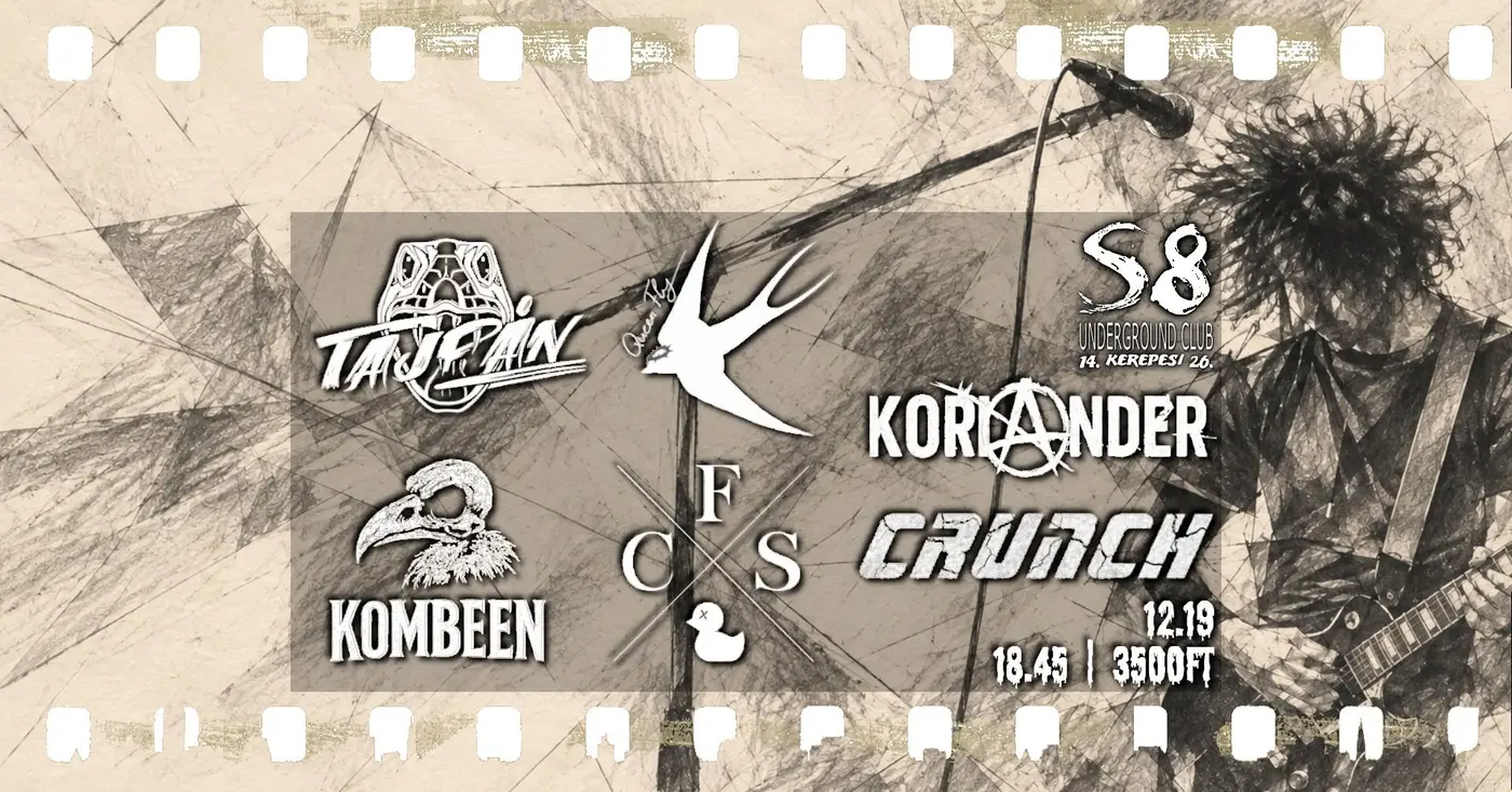 Cause for Sale | Crunch | Kombeen | Koriander | Tajpán | Queenfly koncert Budapesten (S8 Underground Club)